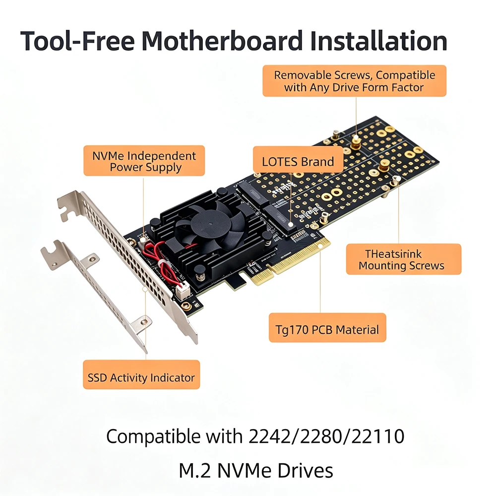 Placa de expansão PLX8747 Quad - Quad M.2 Nvme Pcie Bifurcation Card avaliação e preço